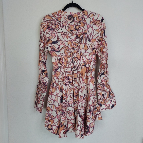 A.L.C.  Salina Linen Printed Long Sleeve Mini Dress Size 4 - Picture 6 of 10